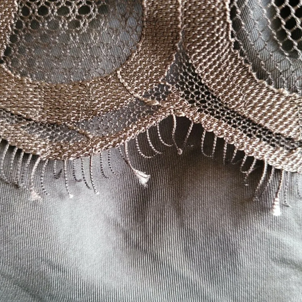 Robert Rodriguez Sz 2 Off The Shoulder Top Lace Over Silk Brown Circle Design - Picture 11 of 11